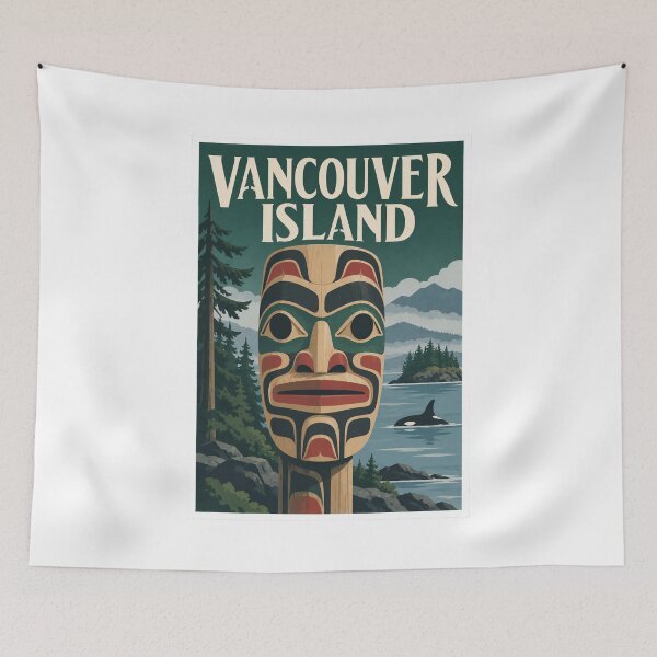 Item preview, Vancouver Island Totem Pole Travel Poster designed and sold by Beyond Destinations.