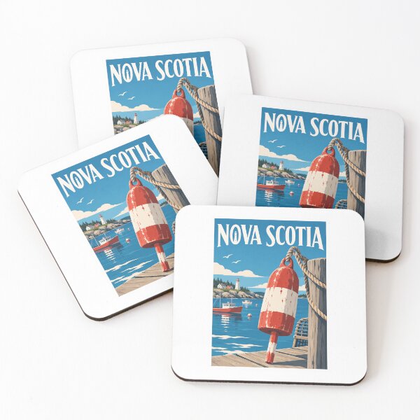 Item preview, Nova Scotia Canada Buoy Travel Vintage Poster designed and sold by Beyond Destinations.