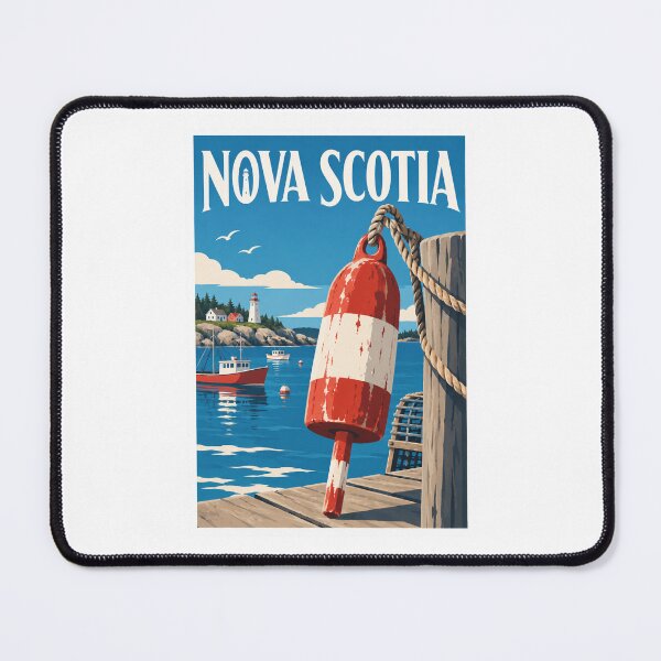 Item preview, Nova Scotia Canada Buoy Travel Vintage Poster designed and sold by Beyond Destinations.
