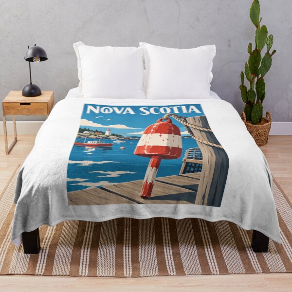 Item preview, Nova Scotia Canada Buoy Travel Vintage Poster designed and sold by Beyond Destinations.