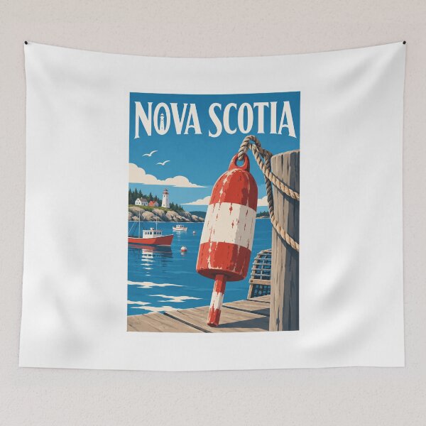 Item preview, Nova Scotia Canada Buoy Travel Vintage Poster designed and sold by Beyond Destinations.