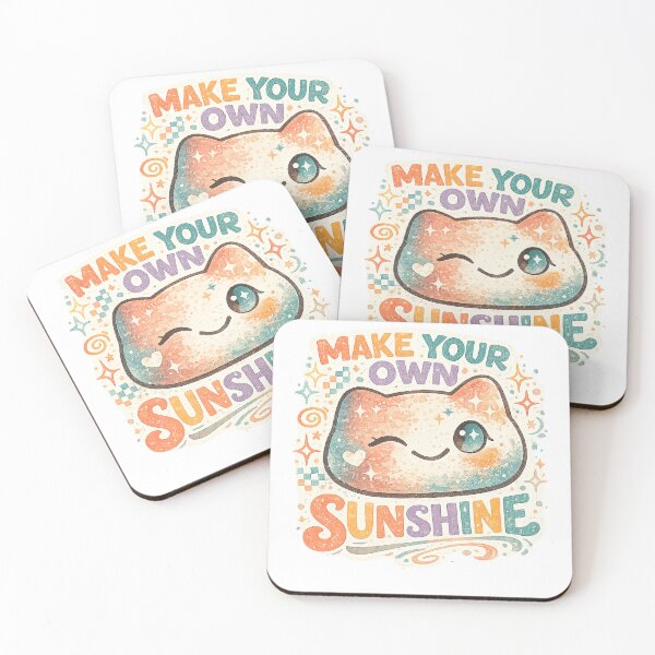 Item preview, Make Your Own Sunshine Cute Cat Retro Positive Quote Kawaii Art Design designed and sold by inkoutninja.