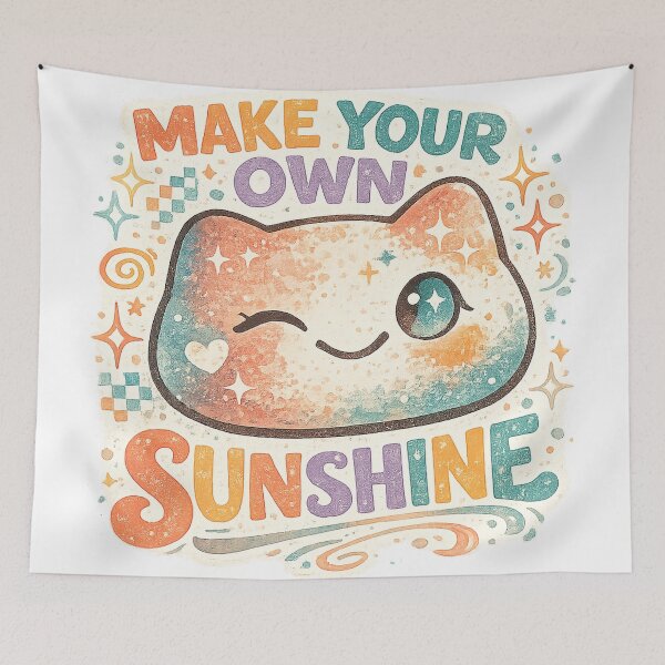 Item preview, Make Your Own Sunshine Cute Cat Retro Positive Quote Kawaii Art Design designed and sold by inkoutninja.