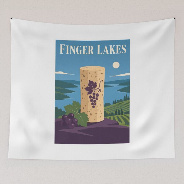 Item preview, Finger Lakes Wine Cork Travel Poster designed and sold by Beyond Destinations.