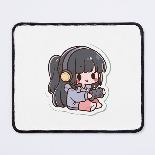Item preview, Cute Chibi Gamer Girl with Headset & Controller designed and sold by NicolasGlowArt.