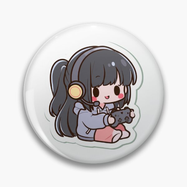 Item preview, Cute Chibi Gamer Girl with Headset & Controller designed and sold by NicolasGlowArt.