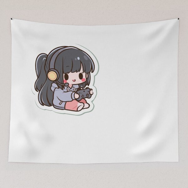 Artikelvorschau, Niedliches Chibi-Gamer-Mädchen mit Headset und Controller entworfen und verkauft von NicolasGlowArt.
