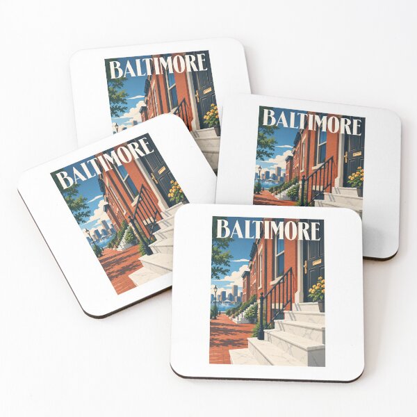 Item preview, Baltimore Maryland Marble Steps Travel Poster designed and sold by Beyond Destinations.