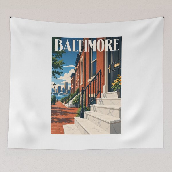 Item preview, Baltimore Maryland Marble Steps Travel Poster designed and sold by Beyond Destinations.