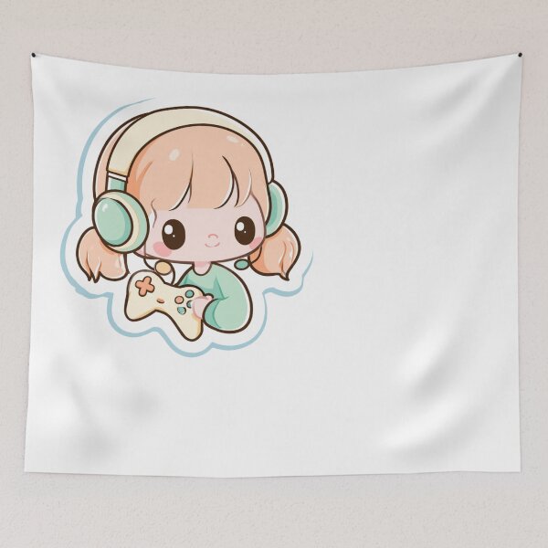 Item preview, Kawaii Gamer Girl Video Game Controller Headset designed and sold by NicolasGlowArt.