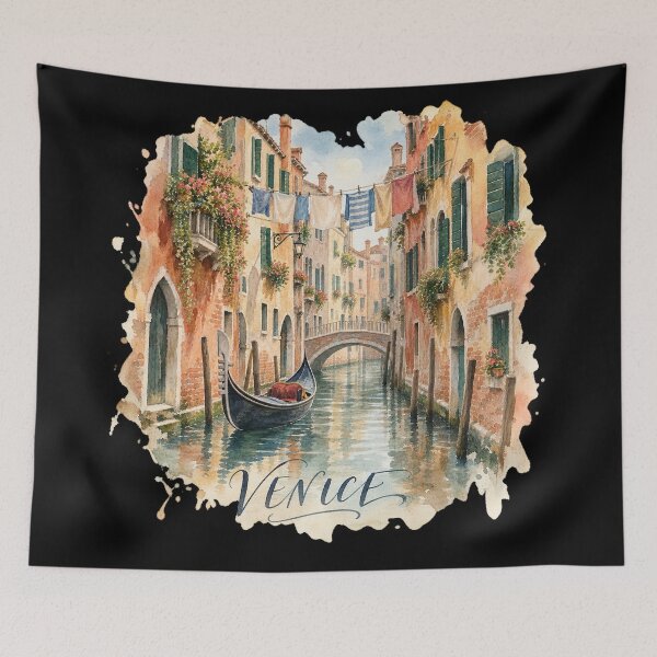 Item preview, Venice Canal Watercolor | Gondola Italy Illustration designed and sold by Ela-graphicwiz.