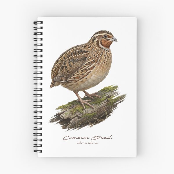 Item preview, Common Quail on Mossy Log Bird Illustration designed and sold by Takeda-art.