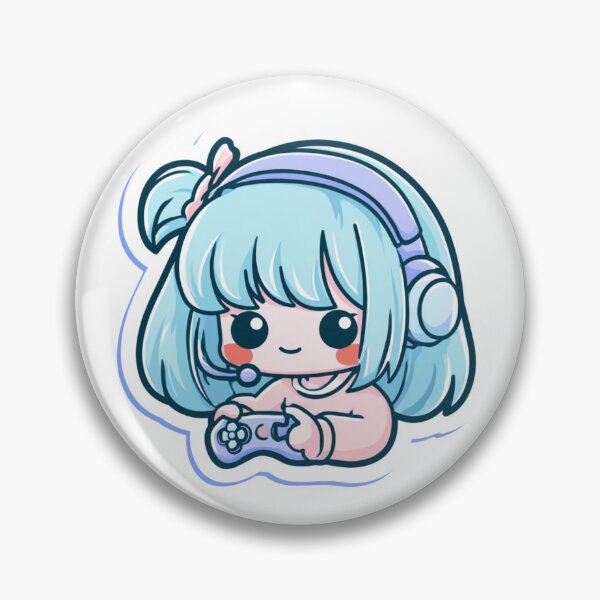 Item preview, Cute Chibi Gamer Girl with Headset & Controller designed and sold by NicolasGlowArt.
