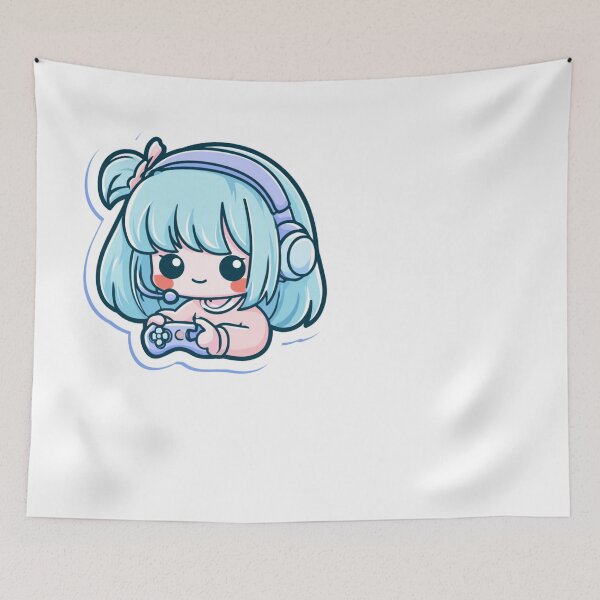 Item preview, Cute Chibi Gamer Girl with Headset & Controller designed and sold by NicolasGlowArt.