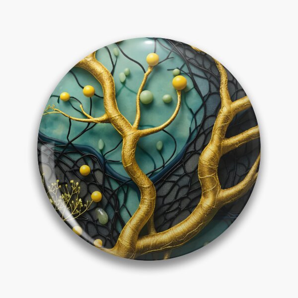 Item preview, Golden Tree Branches on Teal and Black – Luxury Botanical Abstract Art Print designed and sold by Kaleidoscope Print.