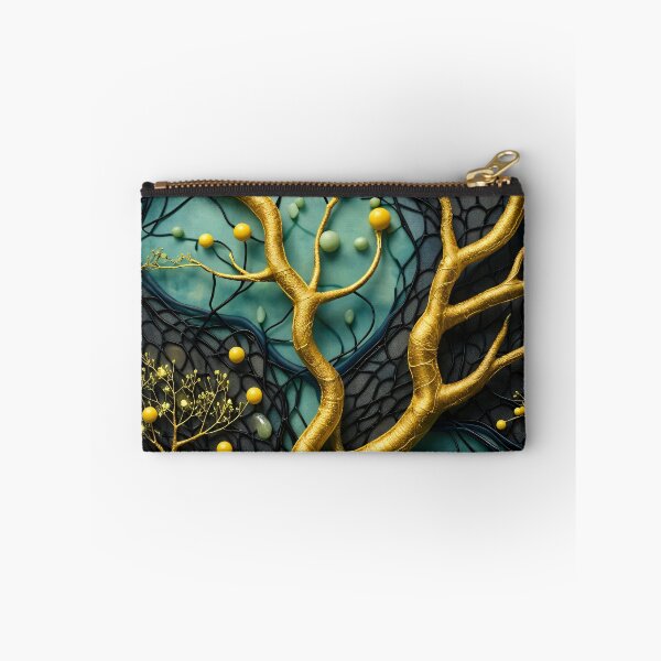 Item preview, Golden Tree Branches on Teal and Black – Luxury Botanical Abstract Art Print designed and sold by Kaleidoscope Print.