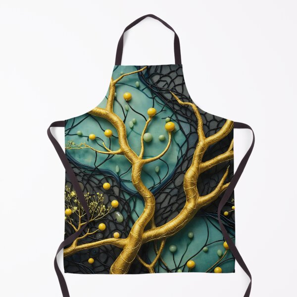 Item preview, Golden Tree Branches on Teal and Black – Luxury Botanical Abstract Art Print designed and sold by Kaleidoscope Print.
