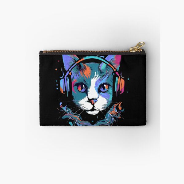 Item preview, Colorful Cat with Headphones | Neon Pop Art Music Lover Design designed and sold by Kruti Collection.