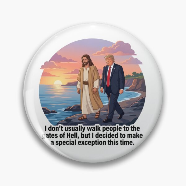 Item preview, Jesus Walking Trump Gates Of Hell Sarcastic Anti MAGA Political Satire Illustration designed and sold by raedattia.