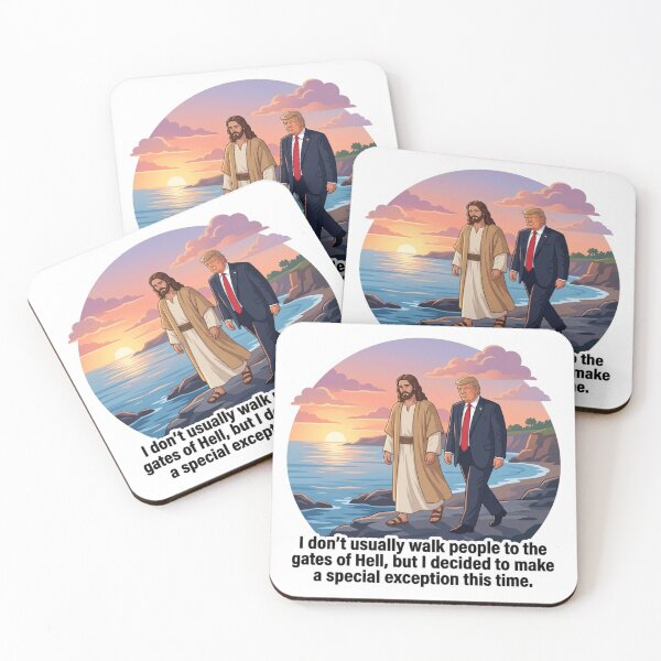 Item preview, Jesus Walking Trump Gates Of Hell Sarcastic Anti MAGA Political Satire Illustration designed and sold by raedattia.