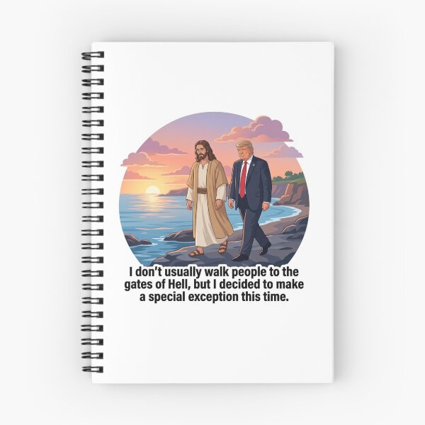 Item preview, Jesus Walking Trump Gates Of Hell Sarcastic Anti MAGA Political Satire Illustration designed and sold by raedattia.