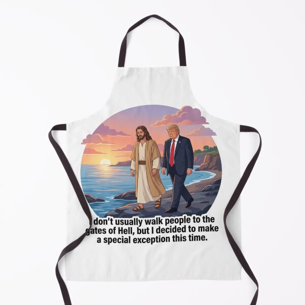 Item preview, Jesus Walking Trump Gates Of Hell Sarcastic Anti MAGA Political Satire Illustration designed and sold by raedattia.