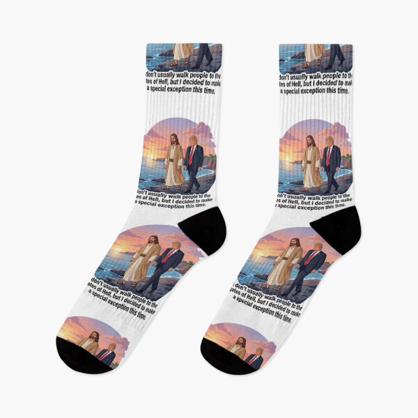 Item preview, Jesus Walking Trump Gates Of Hell Sarcastic Anti MAGA Political Satire Illustration designed and sold by raedattia.