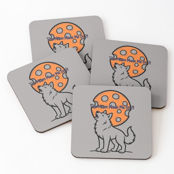 Item preview, The Moon Made Me Do It Funny Orange Moon Howling Dog Halloween Art designed and sold by The Bold Line Studio.