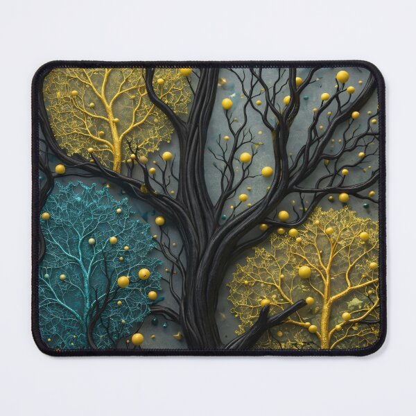Item preview, Black Gold and Teal Forest – Luxury Abstract Tree Fantasy Art Print designed and sold by Kaleidoscope Print.
