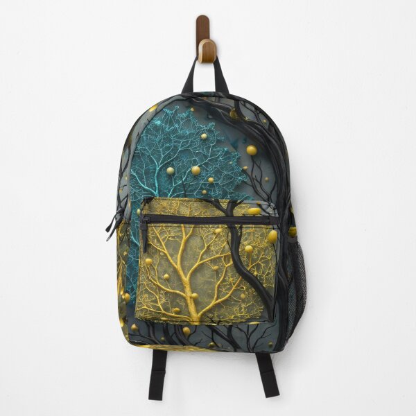 Item preview, Black Gold and Teal Forest – Luxury Abstract Tree Fantasy Art Print designed and sold by Kaleidoscope Print.