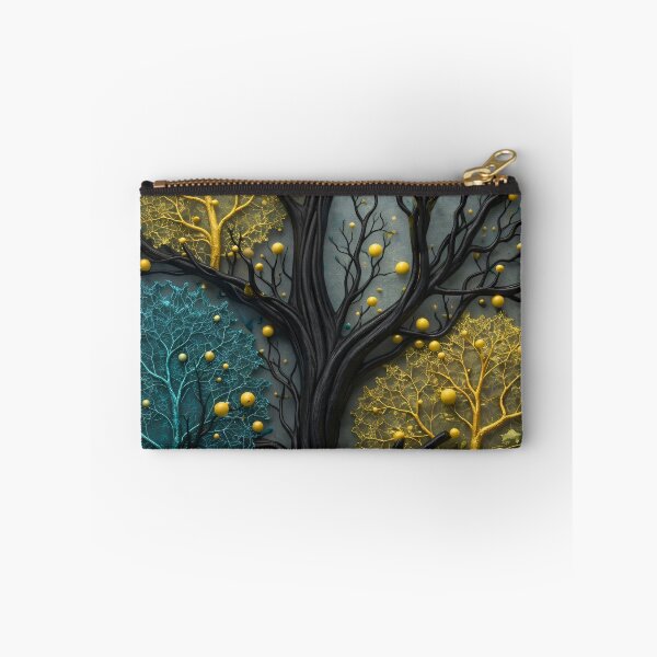 Item preview, Black Gold and Teal Forest – Luxury Abstract Tree Fantasy Art Print designed and sold by Kaleidoscope Print.