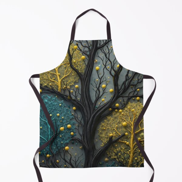 Item preview, Black Gold and Teal Forest – Luxury Abstract Tree Fantasy Art Print designed and sold by Kaleidoscope Print.