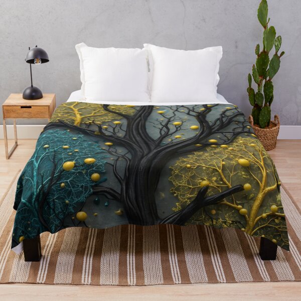 Item preview, Black Gold and Teal Forest – Luxury Abstract Tree Fantasy Art Print designed and sold by Kaleidoscope Print.