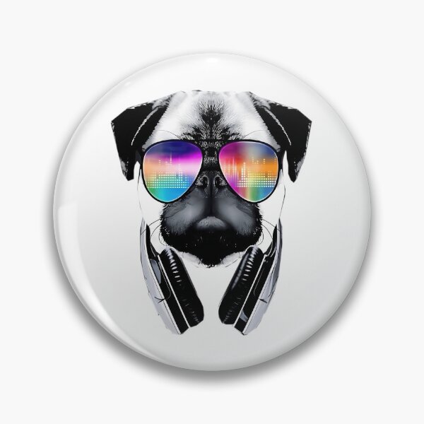 Item preview, Pug Dog With Glasses And Headphones Listens To Music Puggy Dog With Sunglasses Listen To The Music designed and sold by uza-nHornber.