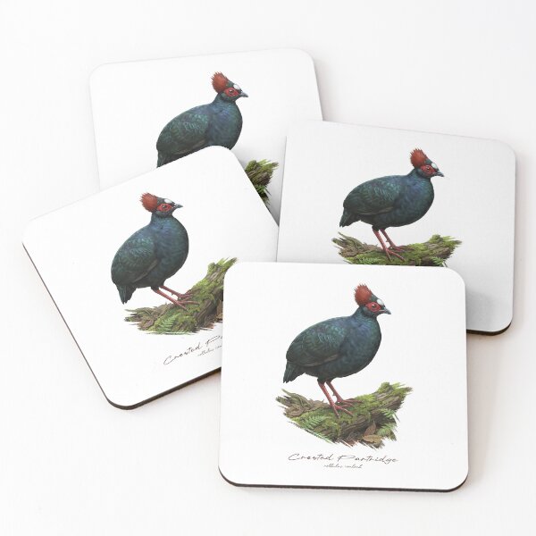Item preview, Crested Partridge on Mossy Log Bird Illustration designed and sold by Takeda-art.