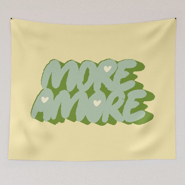 Item preview, More Amore Cute Retro Heart Typographic in Matcha Sage Green designed and sold by nineFlorals.
