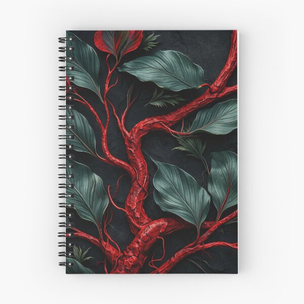 Item preview, Red Branches and Dark Green Leaves – Dramatic Botanical Abstract Art Print designed and sold by Kaleidoscope Print.