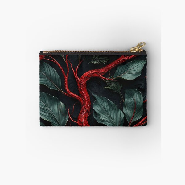 Item preview, Red Branches and Dark Green Leaves – Dramatic Botanical Abstract Art Print designed and sold by Kaleidoscope Print.