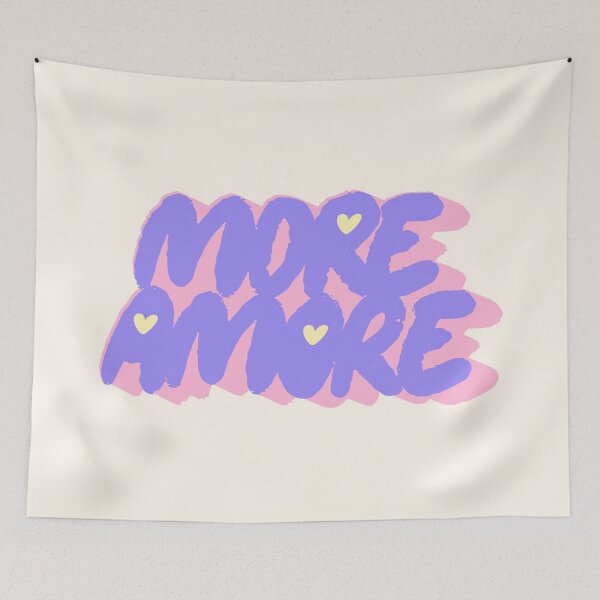 Item preview, More Amore Cute Retro Heart Typographic in Y2K Soft Girl designed and sold by nineFlorals.