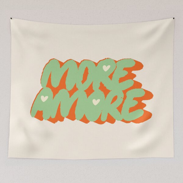 Item preview, More Amore Cute Retro Heart Typographic in Sweet Matcha designed and sold by nineFlorals.