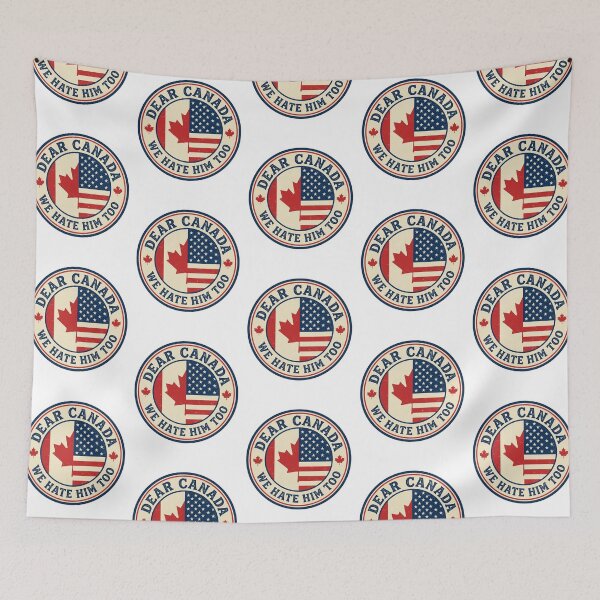 Item preview, Dear Canada We Hate Him Too Anti Trump Apology Badge Sarcastic Political Humor designed and sold by raedattia.