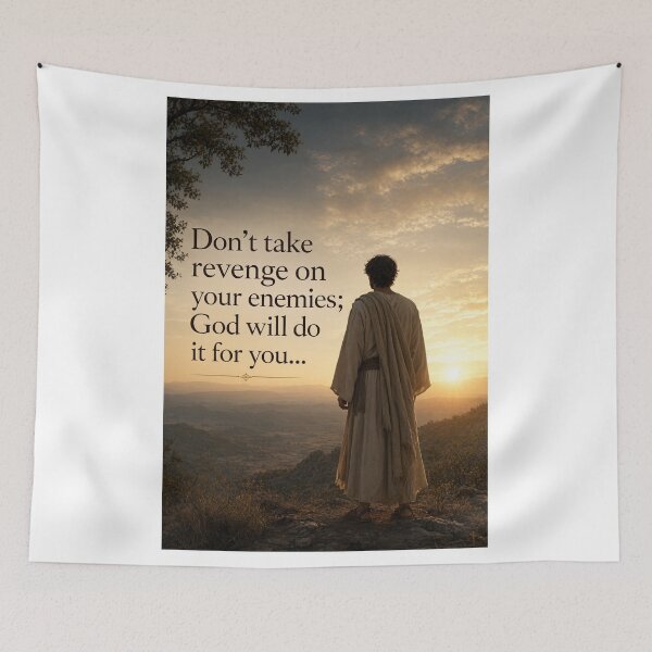 Item preview, God Will Avenge Christian Quote and Jesus Illustration designed and sold by Nela-&-Lena.