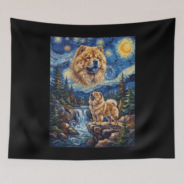 Item preview, Chow Chow Howling Moon Starry Night Van Gogh Art Animal Lover designed and sold by dian-rody-crest.