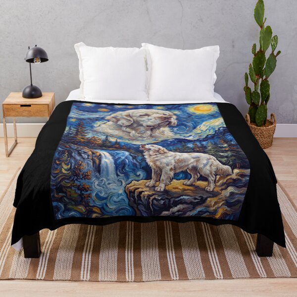 Item preview, Clumber Spaniel Howling Moon Starry Night Van Gogh Art Animal Lover designed and sold by dian-rody-crest.