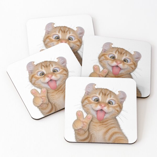 Item preview, Funny Derpy Orange Cat Selfie Peace Sign | Cute Goofy Kitten Meme designed and sold by Kruti Collection.
