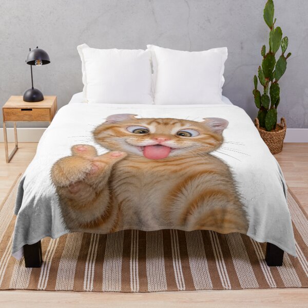 Item preview, Funny Derpy Orange Cat Selfie Peace Sign | Cute Goofy Kitten Meme designed and sold by Kruti Collection.