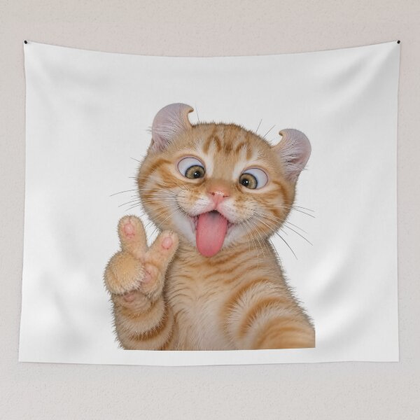 Item preview, Funny Derpy Orange Cat Selfie Peace Sign | Cute Goofy Kitten Meme designed and sold by Kruti Collection.