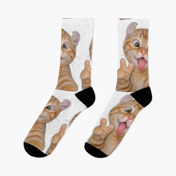 Item preview, Funny Derpy Orange Cat Selfie Peace Sign | Cute Goofy Kitten Meme designed and sold by Kruti Collection.