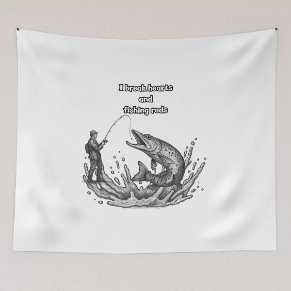 Item preview, I Break Hearts And Fishing Rods Vintage Fisherman Pike designed and sold by FANTASYoDarknes.