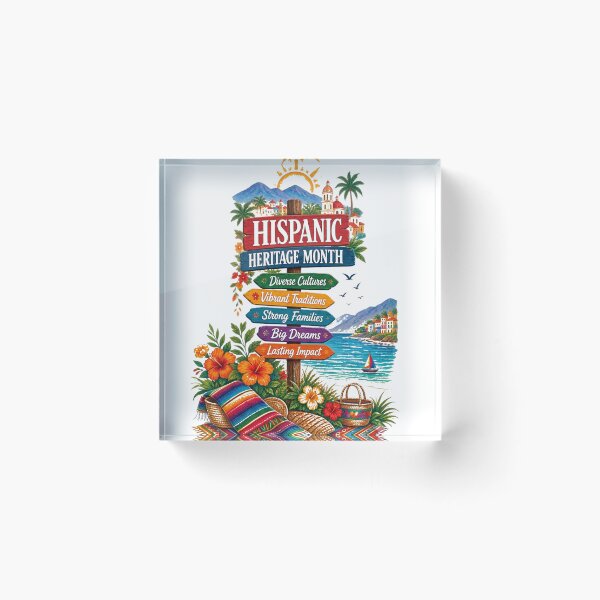 Item preview, Hispanic Heritage Month Coastal Celebration – Vibrant Cultural Signpost & Tropical Beach Art designed and sold by CKADigital.